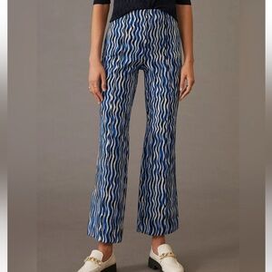 Anthropologie Maeve Margot Kick Crop Pants in Wavy Blue Stripe